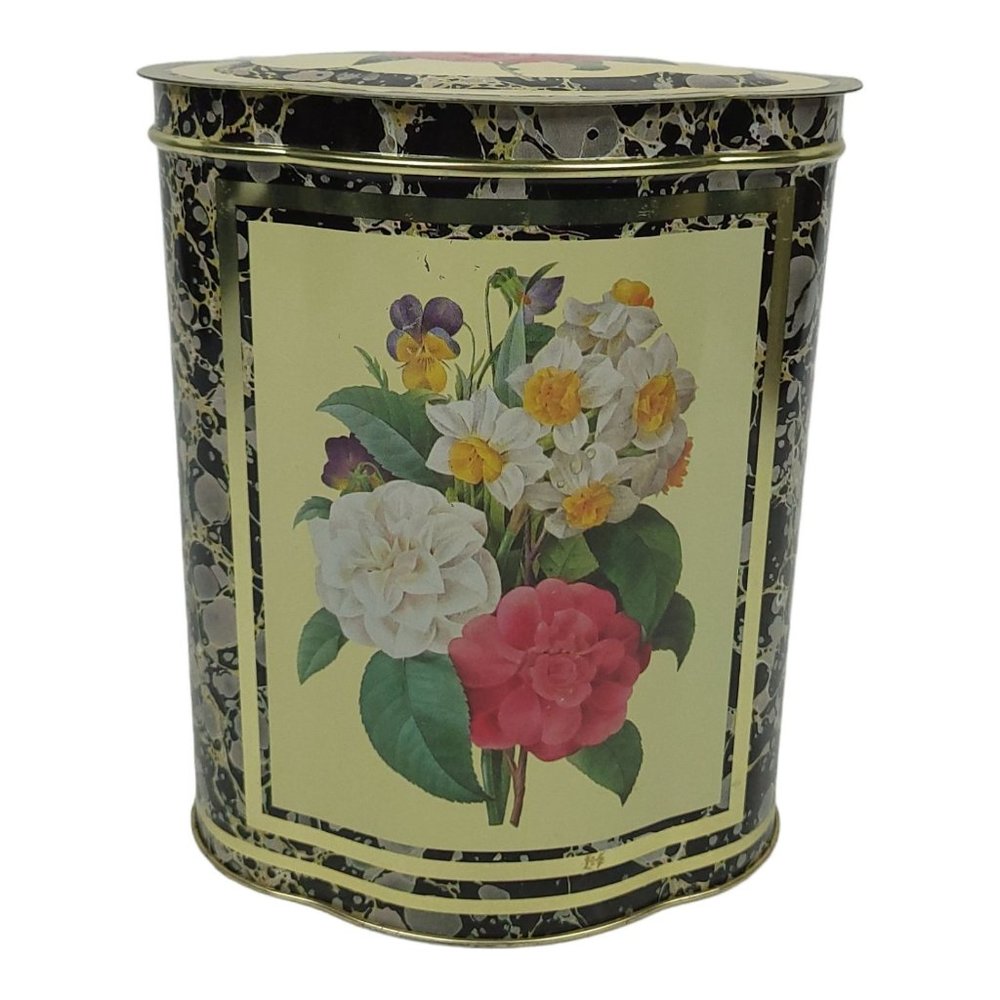 Vintage Raphael Tuck Sons Tin Container Floral Rose Storage Made In England